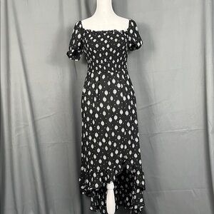 Blue Rain Black and White High Low Dress